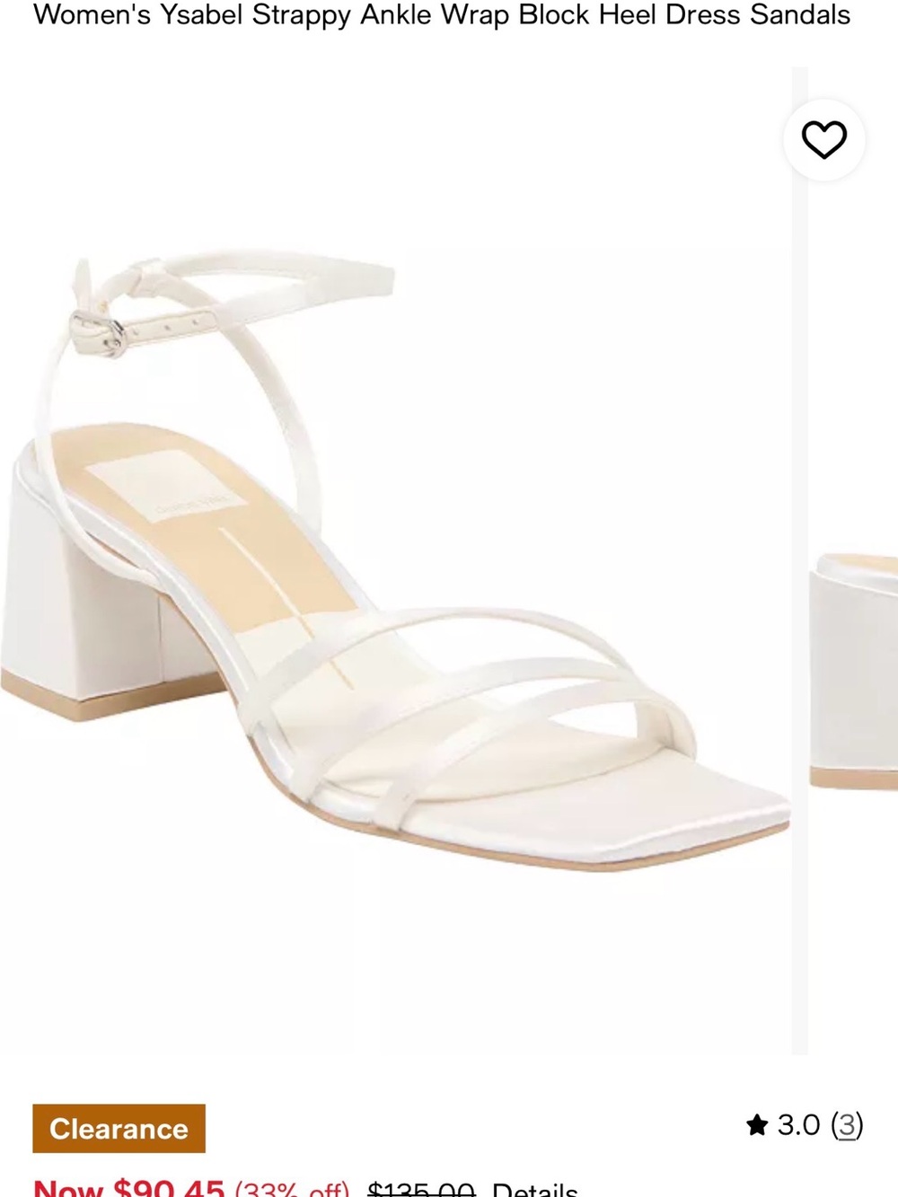 Dolce Vita White Strappy Block Heel Sandals